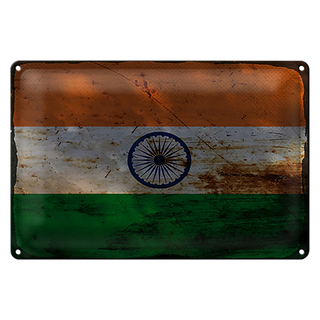 Blechschild Flagge Indien 30x20cm Flag of India Rost