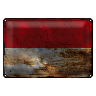 Blechschild Flagge Indonesien 30x20cm Flag Indonesia Rost