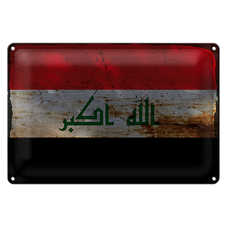 Blechschild Flagge Irak 30x20cm Flag of Iraq Rost