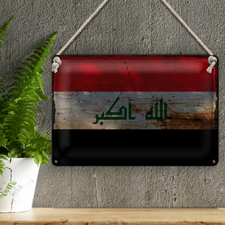 Blechschild Flagge Irak 30x20cm Flag of Iraq Rost