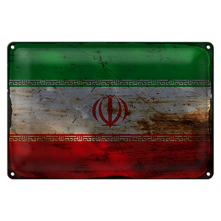 Blechschild Flagge Iran 30x20cm Flag of iran Rost