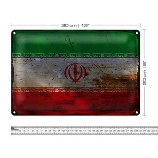 Blechschild Flagge Iran 30x20cm Flag of iran Rost