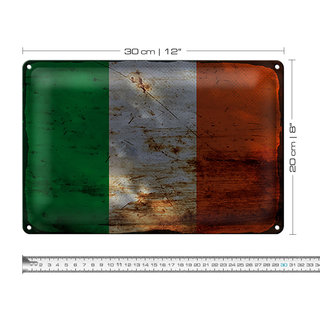 Blechschild Flagge Irland 30x20cm Flag of Ireland Rost