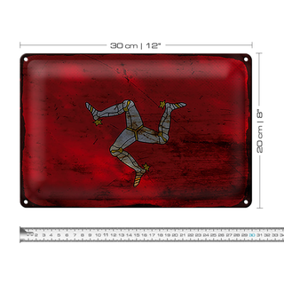 Blechschild Flagge Isle of Man 30x20cm Isle of Man Rost
