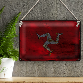 Blechschild Flagge Isle of Man 30x20cm Isle of Man Rost