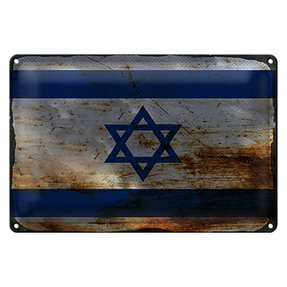 Blechschild Flagge Israel 30x20cm Flag of Israel Rost