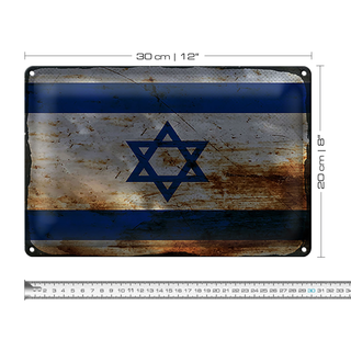 Blechschild Flagge Israel 30x20cm Flag of Israel Rost