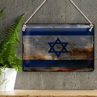 Blechschild Flagge Israel 30x20cm Flag of Israel Rost