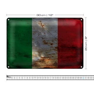 Blechschild Flagge Italien 30x20cm Flag of Italy Rost