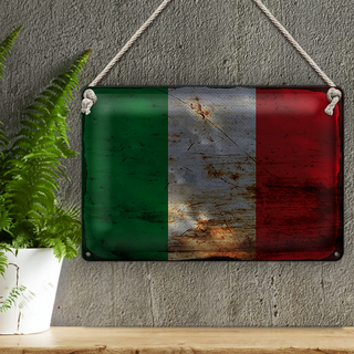 Blechschild Flagge Italien 30x20cm Flag of Italy Rost