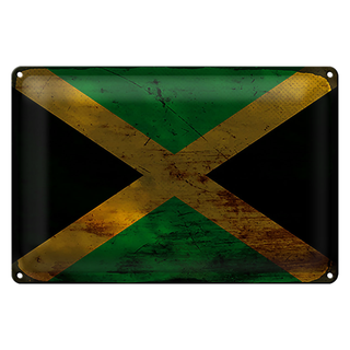 Blechschild Flagge Jamaika 30x20cm Flag of Jamaica Rost