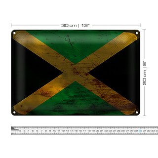 Blechschild Flagge Jamaika 30x20cm Flag of Jamaica Rost