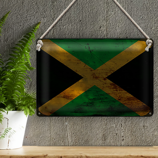 Blechschild Flagge Jamaika 30x20cm Flag of Jamaica Rost