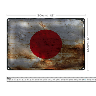 Blechschild Flagge Japan 30x20cm Flag of Japan Rost