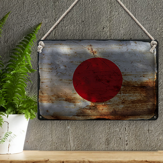 Blechschild Flagge Japan 30x20cm Flag of Japan Rost