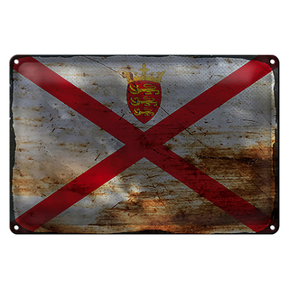 Blechschild Flagge Jersey 30x20cm Flag of Jersey Rost