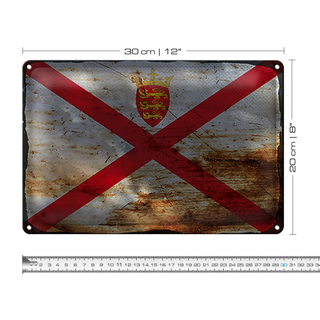 Blechschild Flagge Jersey 30x20cm Flag of Jersey Rost