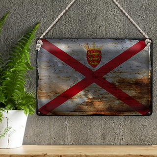 Blechschild Flagge Jersey 30x20cm Flag of Jersey Rost
