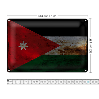 Blechschild Flagge Jordanien 30x20cm Flag of Jordan Rost