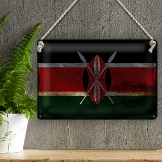 Blechschild Flagge Kenia 30x20cm Flag of Kenya Rost