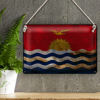 Blechschild Flagge Kiribati 30x20cm Flag of Kiribati Rost
