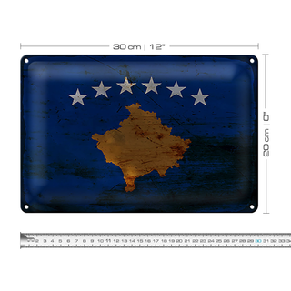 Blechschild Flagge Kosovo 30x20cm Flag of Kosovo Rost