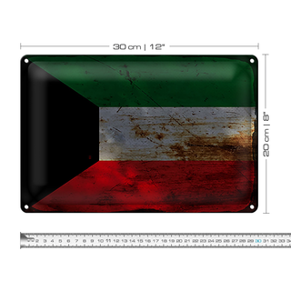 Blechschild Flagge Kuwait 30x20cm Flag of Kuwait Rost
