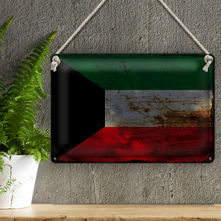 Blechschild Flagge Kuwait 30x20cm Flag of Kuwait Rost