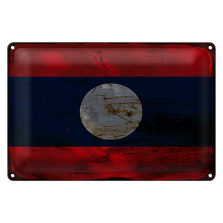 Blechschild Flagge Laos 30x20cm Flag of Laos Rost