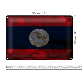 Blechschild Flagge Laos 30x20cm Flag of Laos Rost
