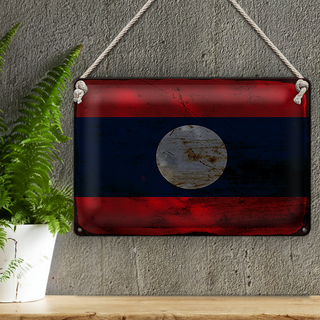 Blechschild Flagge Laos 30x20cm Flag of Laos Rost