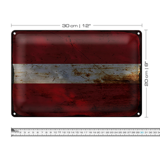 Blechschild Flagge Lettland 30x20cm Flag of Latvia Rost