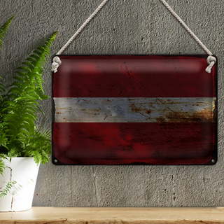 Blechschild Flagge Lettland 30x20cm Flag of Latvia Rost
