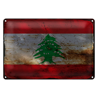 Blechschild Flagge Libanon 30x20cm Flag of Lebanon Rost
