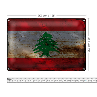 Blechschild Flagge Libanon 30x20cm Flag of Lebanon Rost
