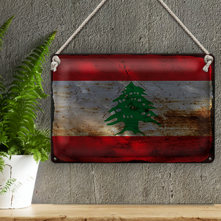 Blechschild Flagge Libanon 30x20cm Flag of Lebanon Rost