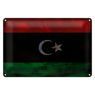 Blechschild Flagge Libyen 30x20cm Flag of Libya Rost
