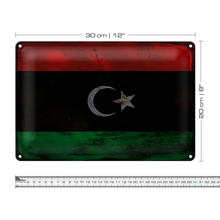 Blechschild Flagge Libyen 30x20cm Flag of Libya Rost