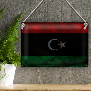 Blechschild Flagge Libyen 30x20cm Flag of Libya Rost