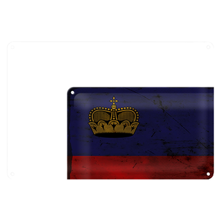 Blechschild Flagge Liechtenstein 30x20cm Flag Rost