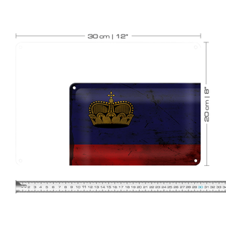 Blechschild Flagge Liechtenstein 30x20cm Flag Rost