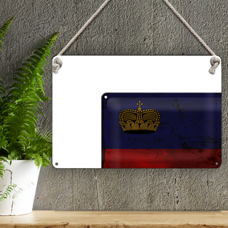 Blechschild Flagge Liechtenstein 30x20cm Flag Rost