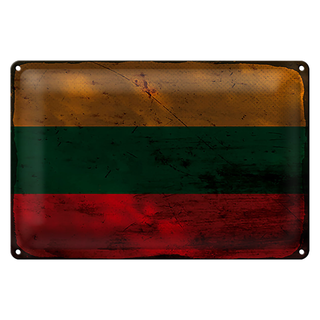 Blechschild Flagge Litauen 30x20cm Flag of Lithuania Rost