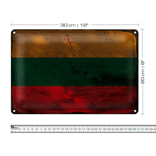 Blechschild Flagge Litauen 30x20cm Flag of Lithuania Rost