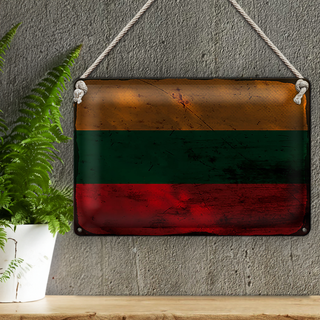 Blechschild Flagge Litauen 30x20cm Flag of Lithuania Rost