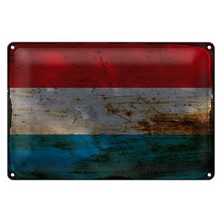 Blechschild Flagge Luxemburg 30x20cm Flag Luxembourg Rost