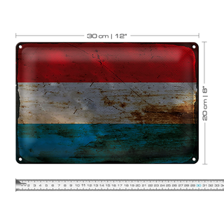 Blechschild Flagge Luxemburg 30x20cm Flag Luxembourg Rost