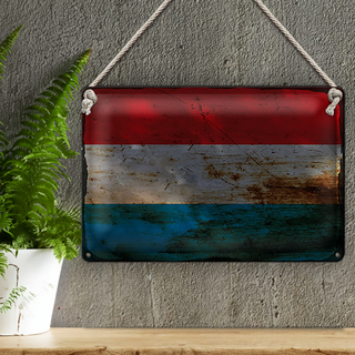 Blechschild Flagge Luxemburg 30x20cm Flag Luxembourg Rost