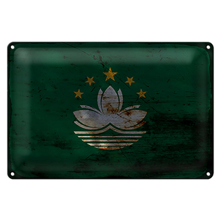 Blechschild Flagge Macau 30x20cm Flag of Macau Rost