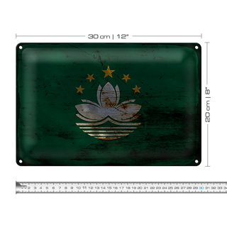 Blechschild Flagge Macau 30x20cm Flag of Macau Rost